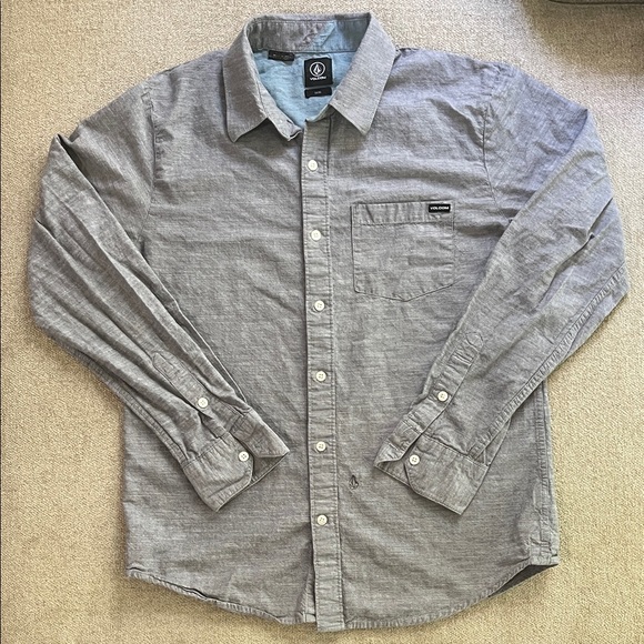 Volcom Men's Light Gray Casual Button-Down Shirt - Picture 1 of 6
